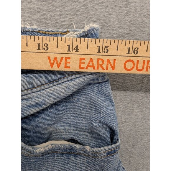 Abercrombie Fitch Jeans Womens SZ 10 High Rise '90s Straight Distressed Whiskers - Picture 6 of 16